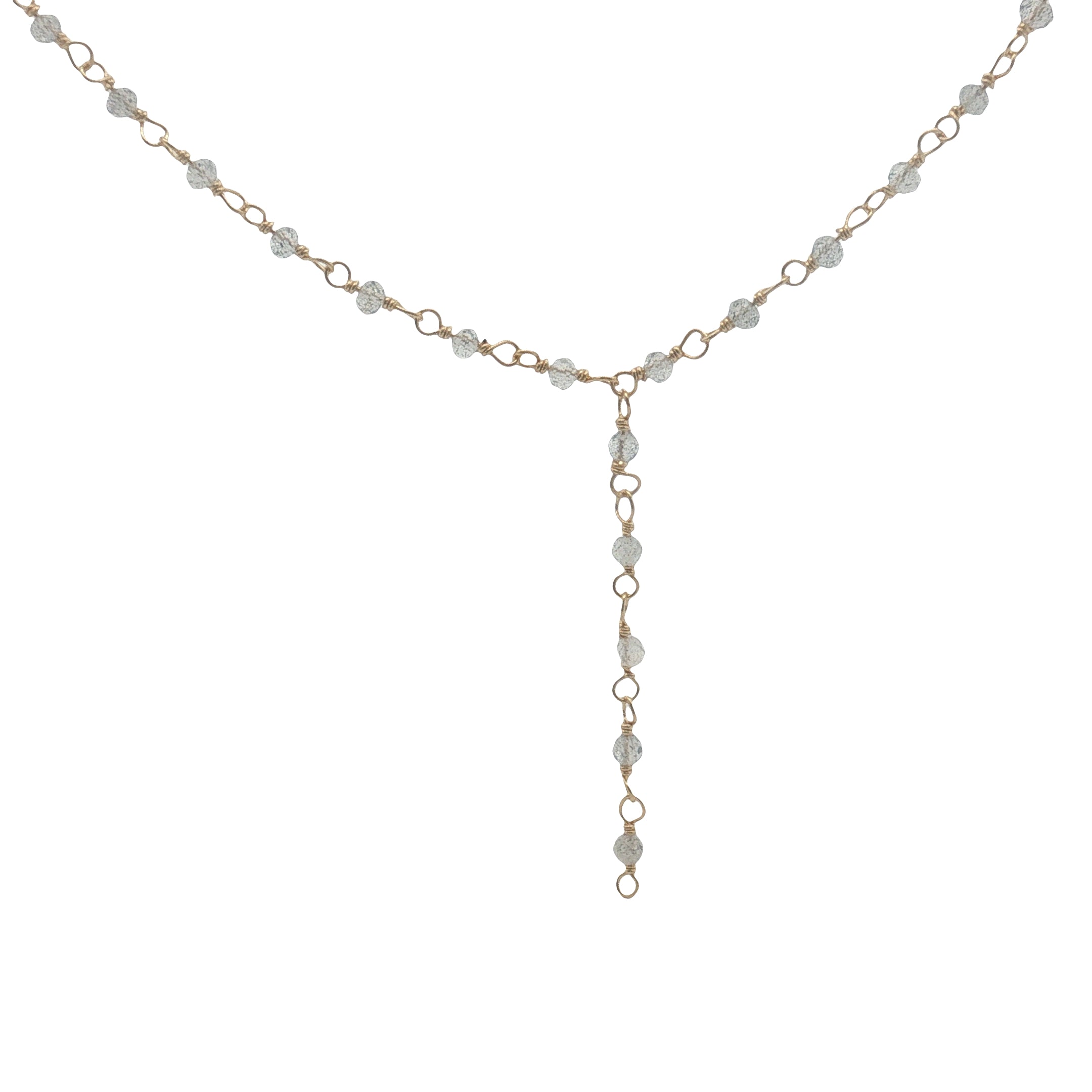 Collier doré base chapelet chaine rosary labradorite 46 cm