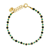 Bracelet doré en onyx noire et onyx verte avec perles dorées