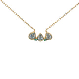 Collier doré 3 pierres gouttes et zircons 40 cm