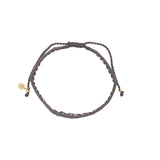 Bracelet brésilien doré fil tissé marron foncé et crème "amour"