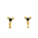 Boucles dorées lapis lazulis zircons blancs et pampilles
