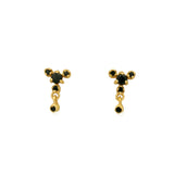 Boucles dorées onyx noire zircons et pampille