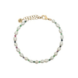 Bracelet doré perles de culture et rubis zoisite
