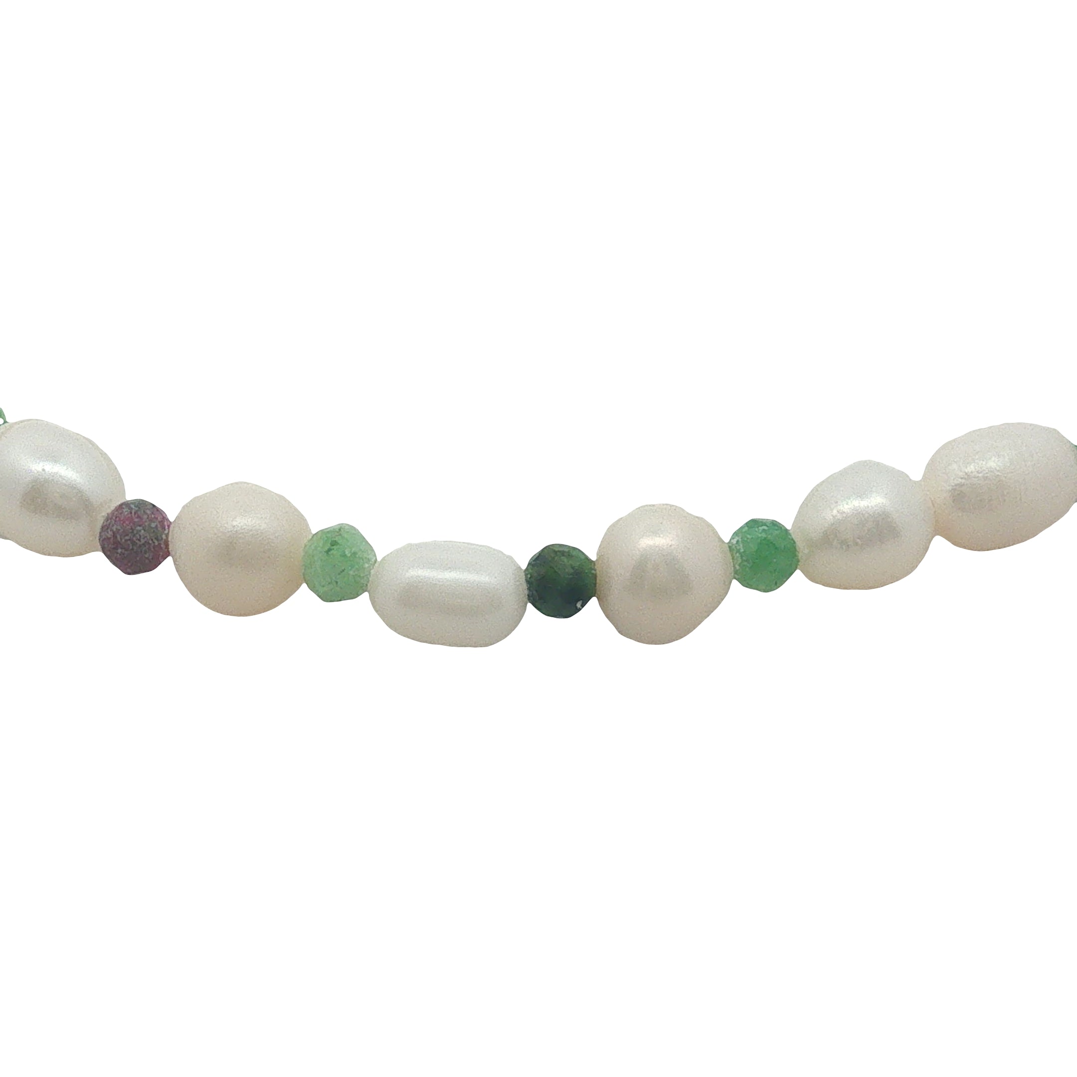 Bracelet doré perles de culture et rubis zoisite