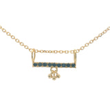 Collier doré barre en zircons avec pampilles 42 cm