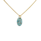 Collier doré tête bouddha taillée dans turquoise 42 cm