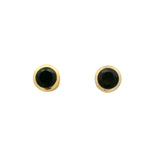 Golden earrings with round stone