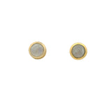 Boucles d'oreilles puce dorées pierre de lune ronde