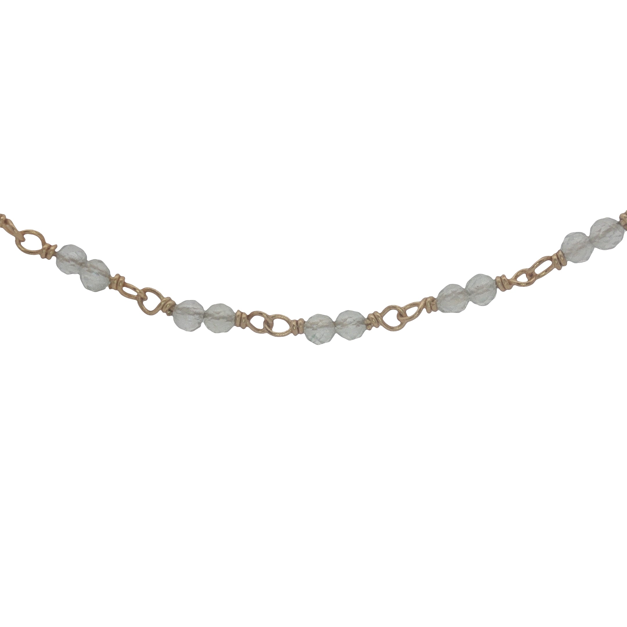 Collier doré avec duo prehnite 38 cm
