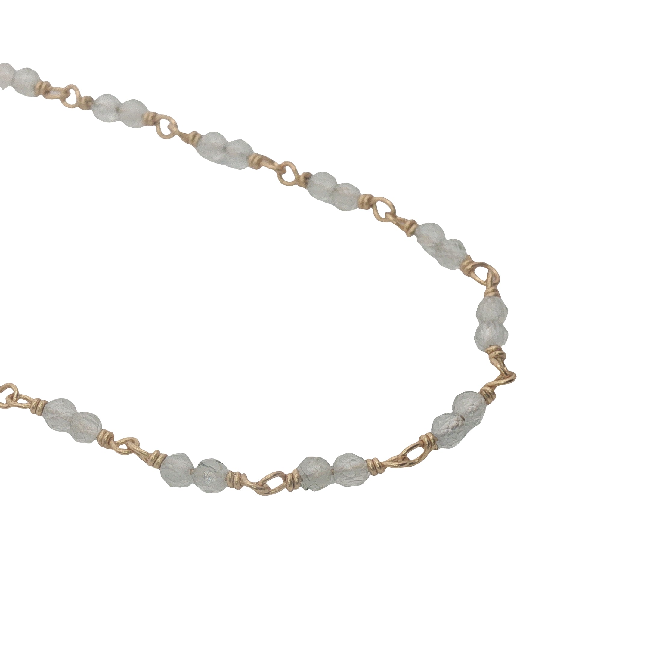 Collier doré avec duo prehnite 38 cm