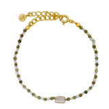 Bracelet doré duo de pierres unakite et pierre de lune
