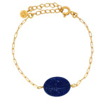Bracelet doré scarabée taillé dans du lapis lazuli