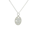 Collier en argent 925 médaille trèfle et zircons blancs 42 cm