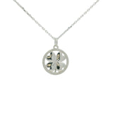 Collier en argent 925 médaille trèfle et zircons blancs 42 cm