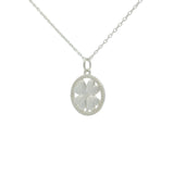 Collier en argent 925 médaille trèfle et zircons blancs 42 cm