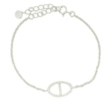 Oval silver bracelet and zircons