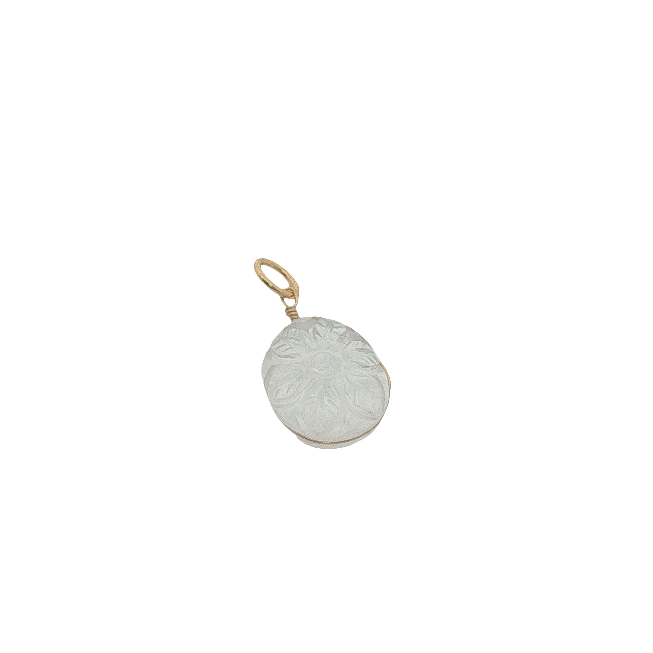 Charms doré fleur taillée dans du cristal blanc avec fil doré