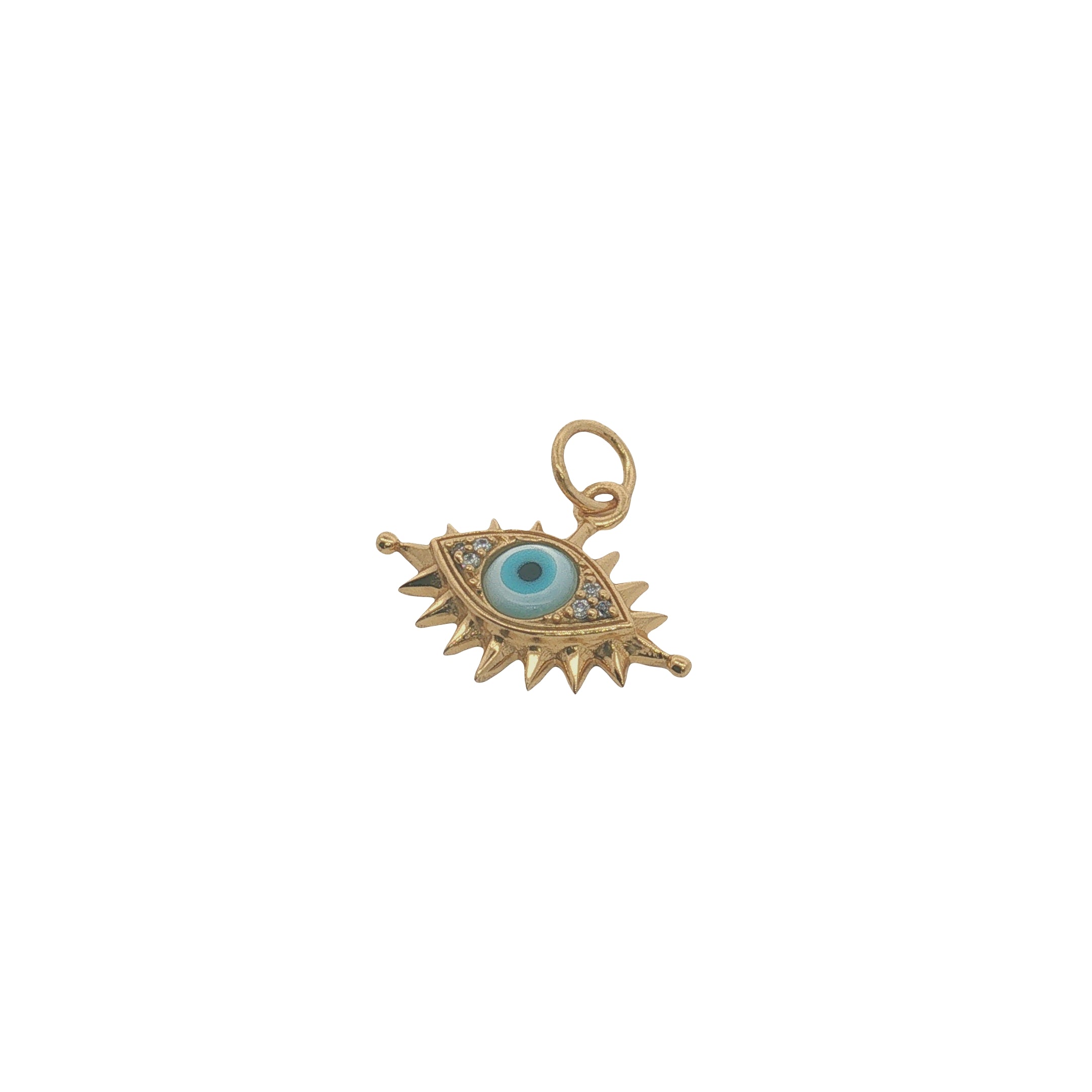 Charms doré oeil en nacre avec zircons et cils autour