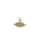 Charms doré oeil en nacre avec zircons et cils autour