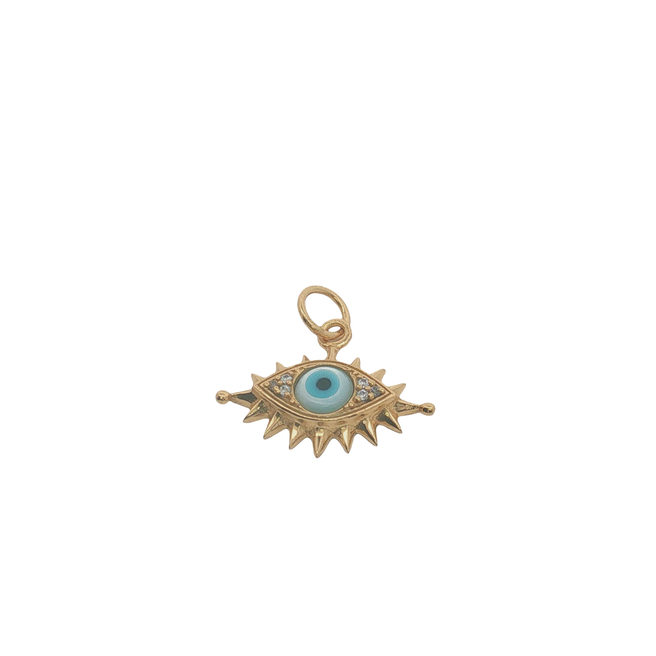 Charms doré oeil en nacre avec zircons et cils autour