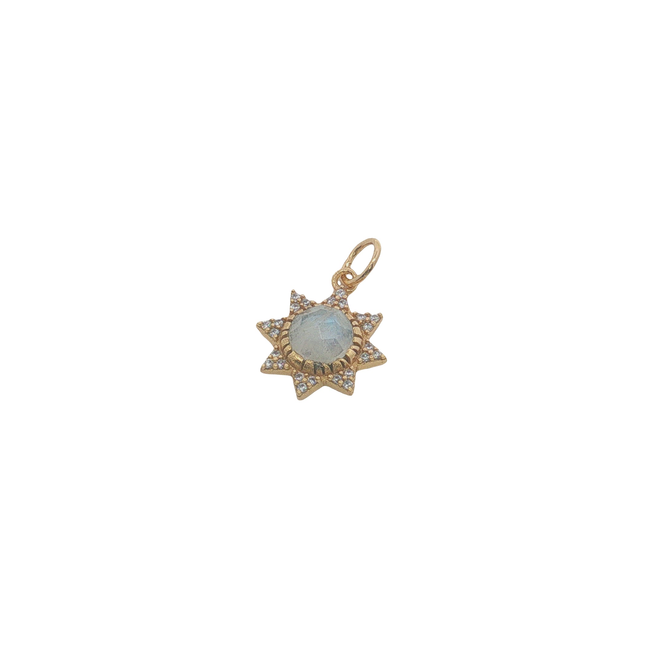 Charms doré soleil zircons et pierre de lune