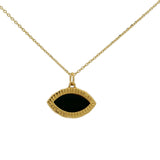 Collier doré oeil en onyx noir et labradorite 42 cm