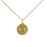 Collier médaille oeil labradorite zircons 42 cm