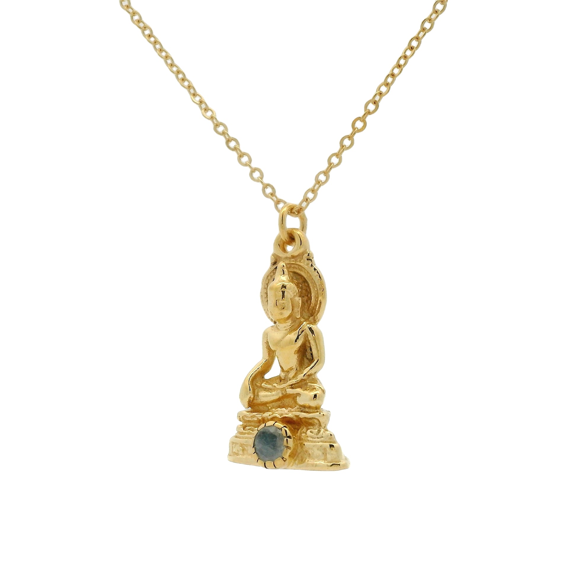 Collier doré bouddha avec labradorite 42 cm
