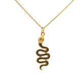 Collier doré serpent et zircons noirs 42 cm
