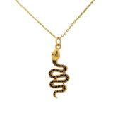 Collier doré serpent et zircons noirs 42 cm