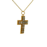 Gold cross and stone necklace