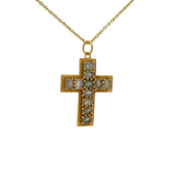 Gold cross and stone necklace