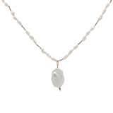 Collier doré nacre blanche, iolite et perles de culture 60 cm