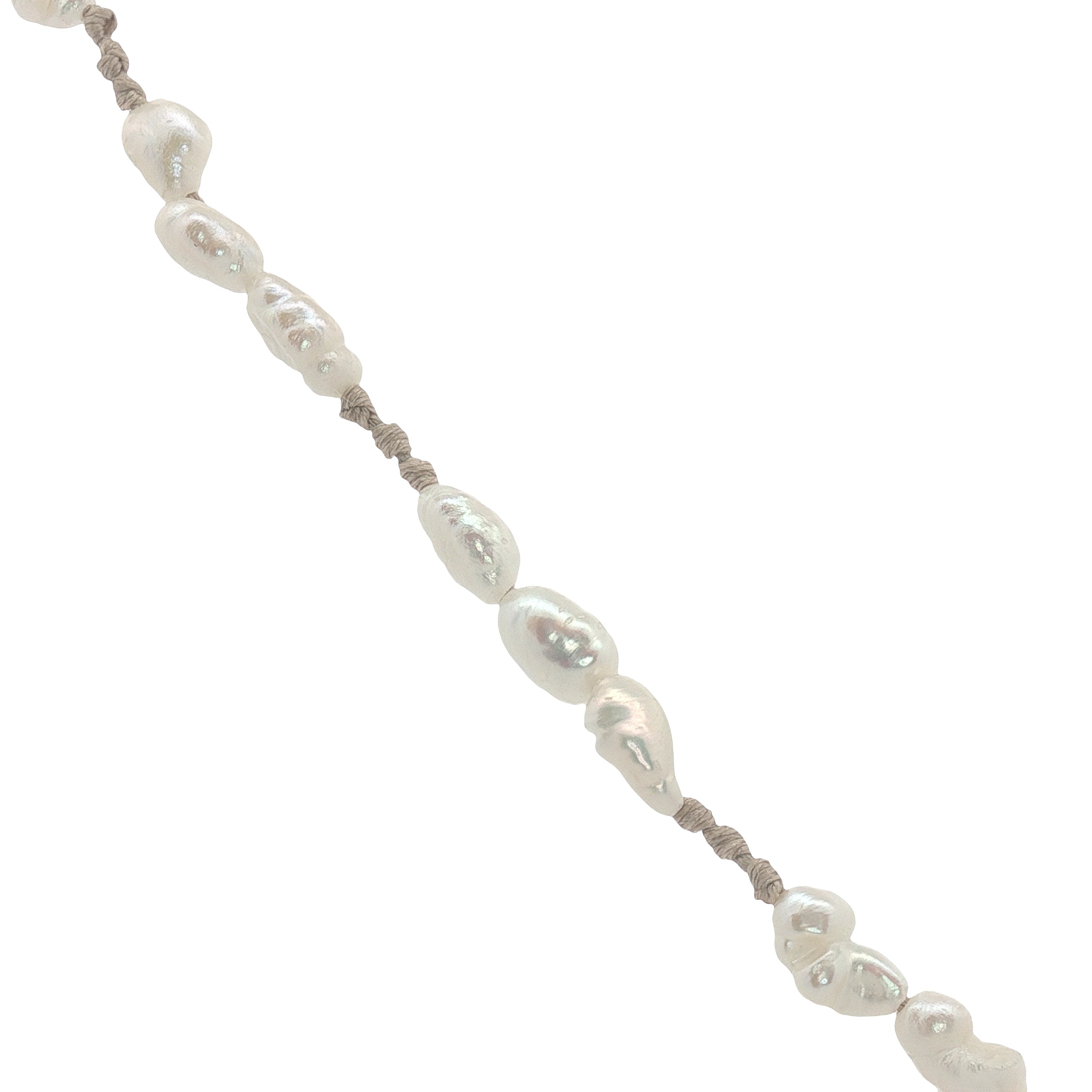 Collier doré nacre blanche, iolite et perles de culture 60 cm