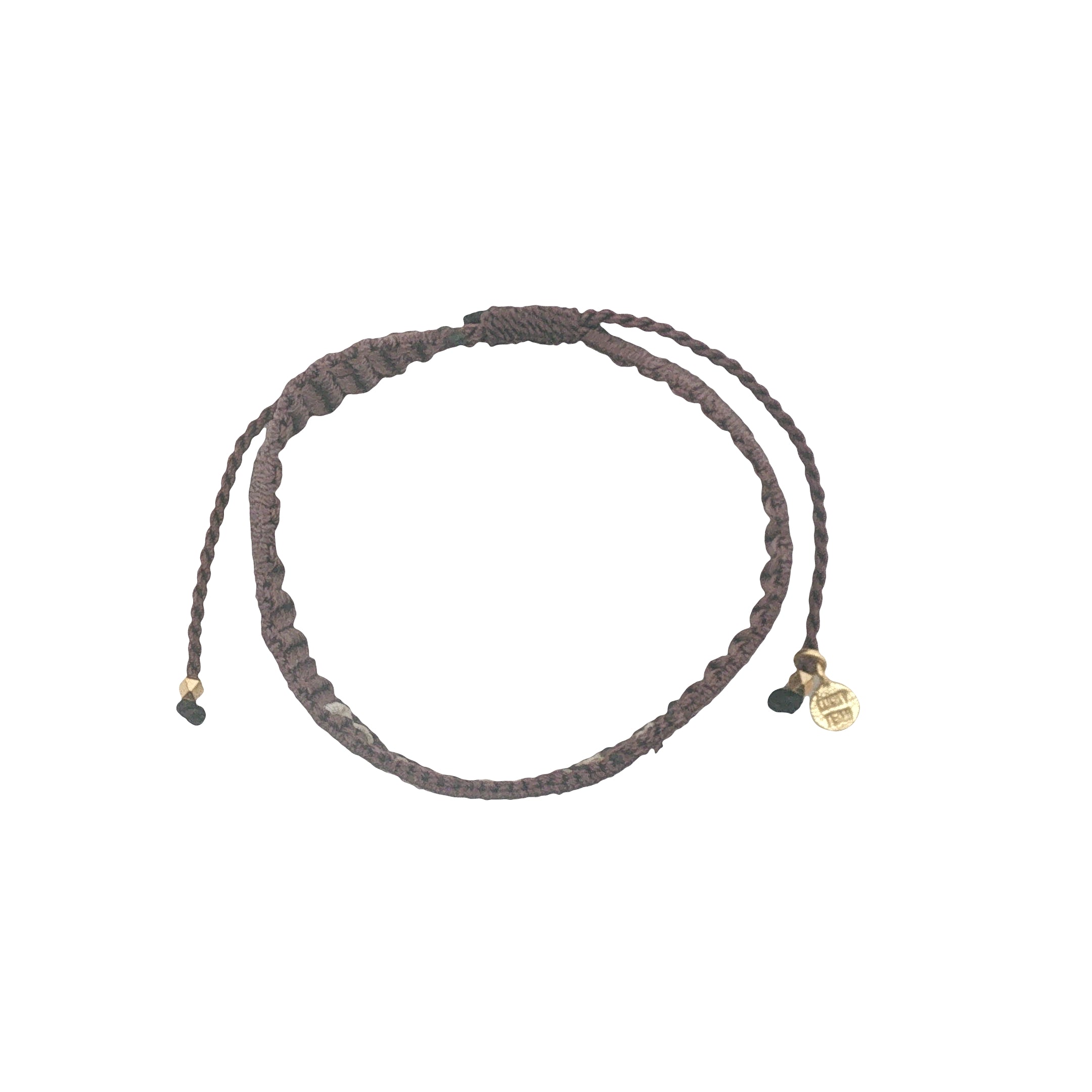 Bracelet brésilien doré fil tissé marron foncé et crème "lucky"
