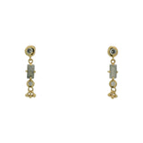 Boucles d'oreilles dorées labradorite zircons et pampilles