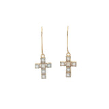 Boucles d'oreilles dorées croix avec pierres