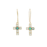 Boucles d'oreilles dorées croix avec pierres
