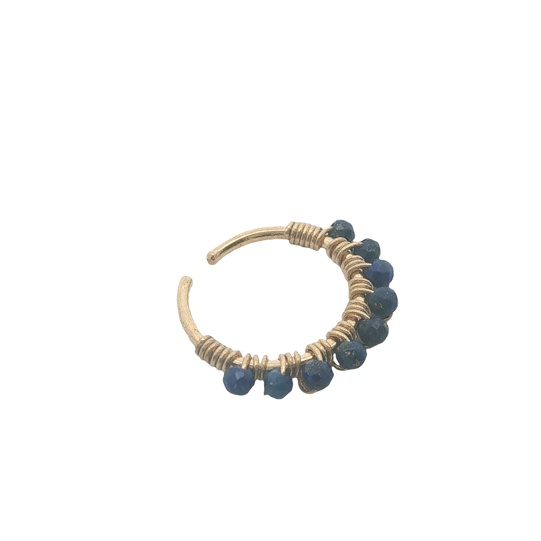 Mini créole ouverte dorée avec lapis lazuli