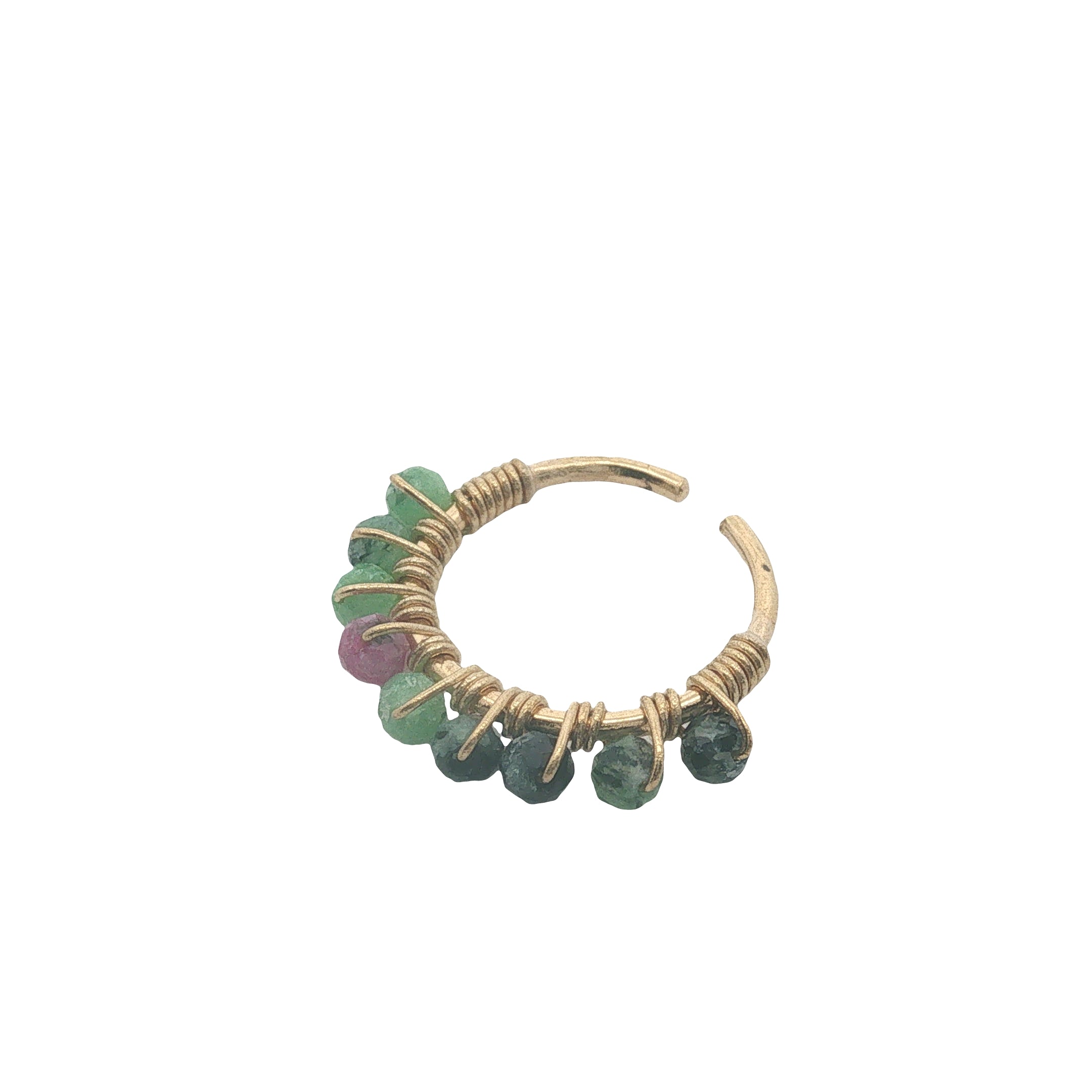 Mini créole ouverte dorée avec rubis zoisite