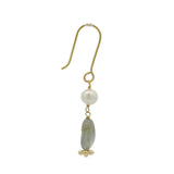 Golden stone and pearl earrings