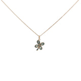 Collier doré trèfle pierre naturelle zircon 42 cm