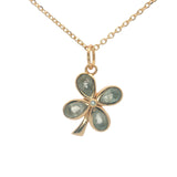 Collier doré trèfle pierre naturelle zircon 42 cm
