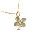 Collier doré trèfle pierre naturelle zircon 42 cm
