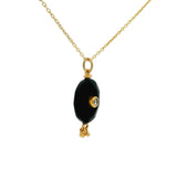 Gold necklace with unset stone, tassels and zircon