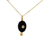 Gold necklace with unset stone, tassels and zircon