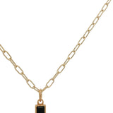 Collier doré croix onyx noire 42 cm