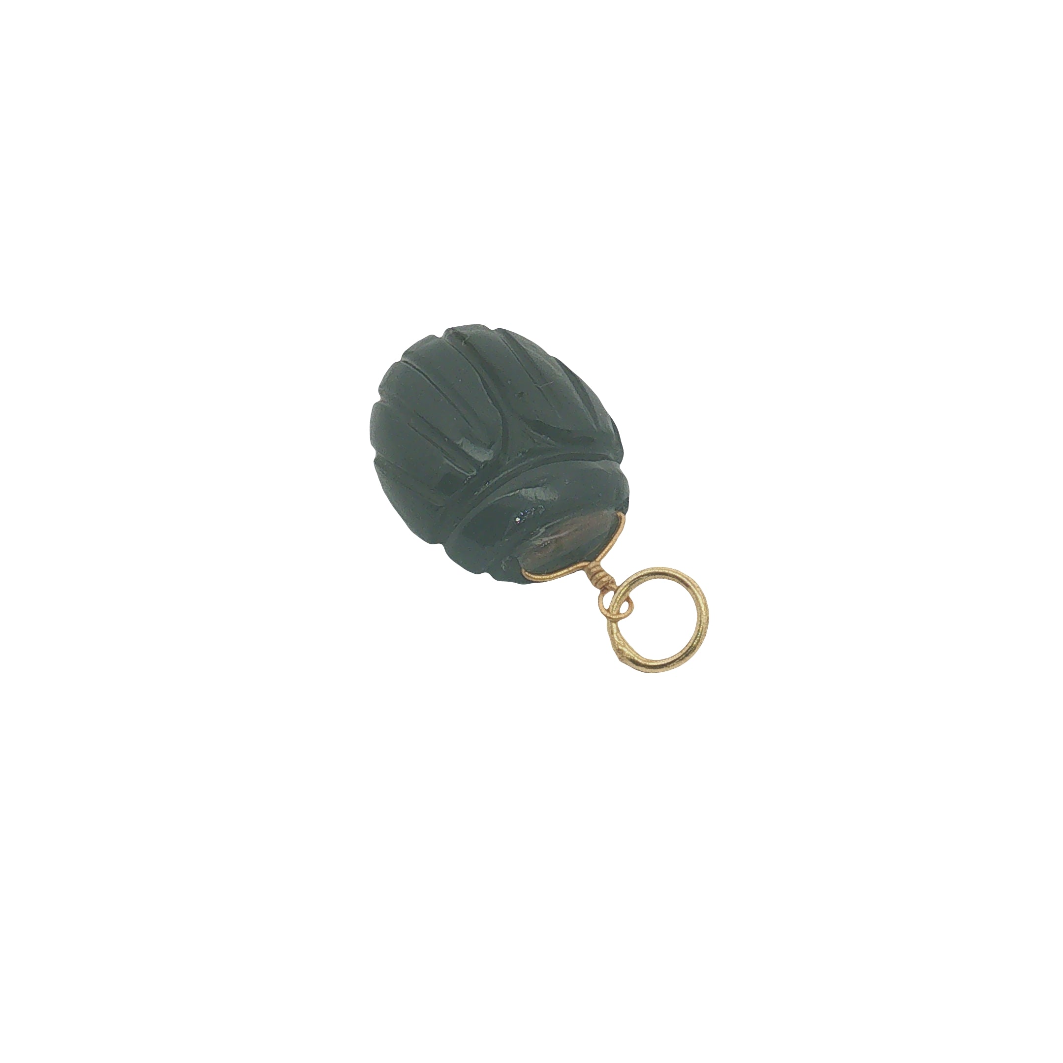 Charms doré scarabée taillé dans du quartz fumé