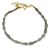 Square and round stone duo bracelet