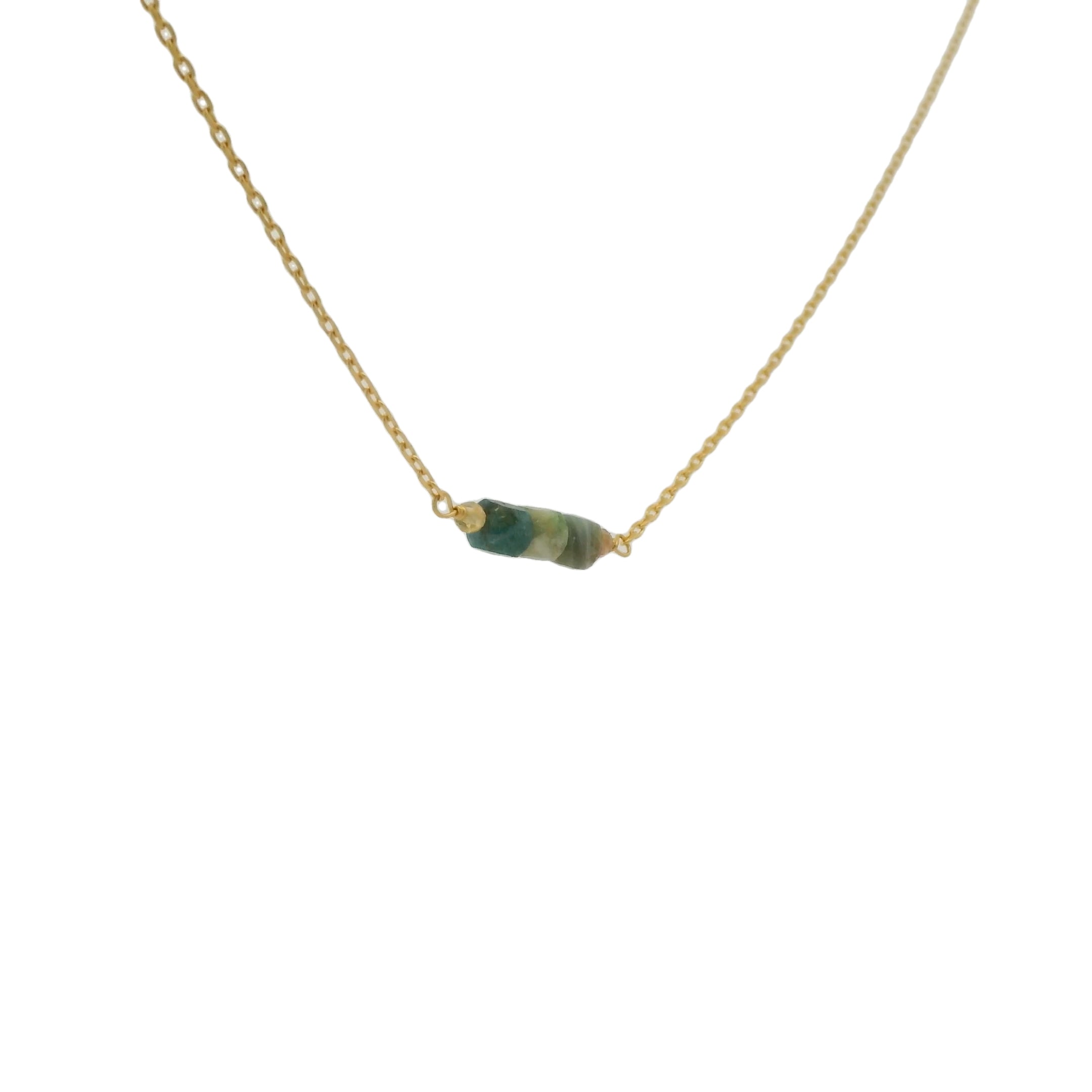 Collier doré trois tourmaline  carrées 40 cm